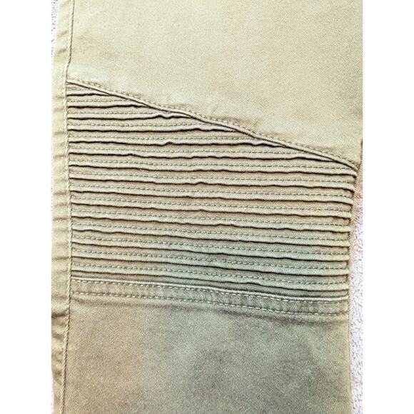 ZARA Womens 4 Olive Zip Pocket Pleated Straight Jeans Y2K 90s Baddie Biker Moto - Picture 3 of 6